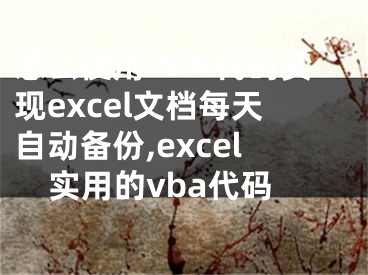 怎么使用VBA代碼實(shí)現(xiàn)excel文檔每天自動(dòng)備份,excel實(shí)用的vba代碼