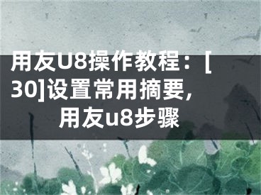 用友U8操作教程：[30]設(shè)置常用摘要,用友u8步驟