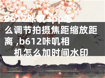 B612咔嘰app怎么調(diào)節(jié)拍攝焦距縮放距離 ,b612咔嘰相機(jī)怎么加時(shí)間水印