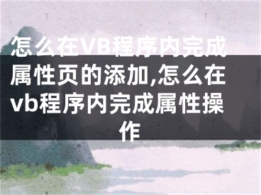 怎么在VB程序內(nèi)完成屬性頁的添加,怎么在vb程序內(nèi)完成屬性操作