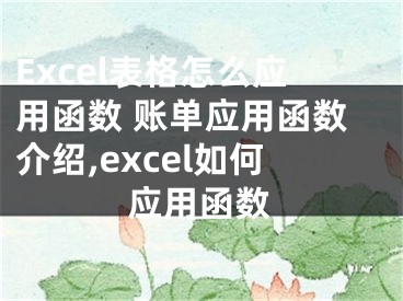 Excel表格怎么應(yīng)用函數(shù) 賬單應(yīng)用函數(shù)介紹,excel如何應(yīng)用函數(shù)