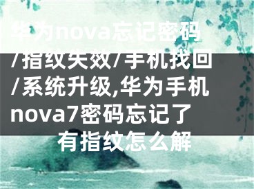 華為nova忘記密碼/指紋失效/手機找回/系統(tǒng)升級,華為手機nova7密碼忘記了有指紋怎么解