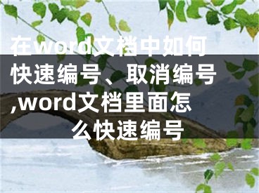 在word文檔中如何快速編號、取消編號 ,word文檔里面怎么快速編號