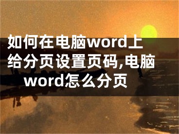 如何在電腦word上給分頁設(shè)置頁碼,電腦word怎么分頁