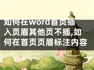 如何在word首頁插入頁眉其他頁不插,如何在首頁頁眉標(biāo)注內(nèi)容