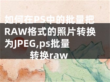 如何在PS中的批量把RAW格式的照片轉(zhuǎn)換為JPEG,ps批量轉(zhuǎn)換raw