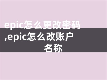 epic怎么更改密碼,epic怎么改賬戶名稱