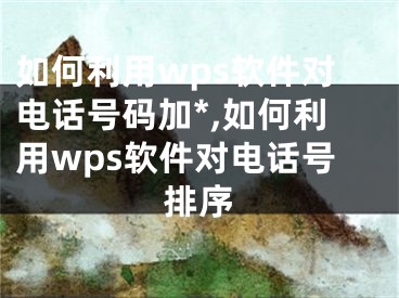 如何利用wps軟件對電話號碼加*,如何利用wps軟件對電話號排序