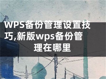 WPS備份管理設(shè)置技巧,新版wps備份管理在哪里