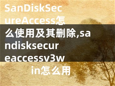 SanDiskSecureAccess怎么使用及其刪除,sandisksecureaccessv3win怎么用