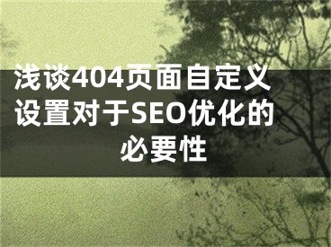 淺談404頁(yè)面自定義設(shè)置對(duì)于SEO優(yōu)化的必要性