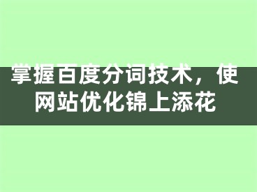 掌握百度分詞技術(shù)，使網(wǎng)站優(yōu)化錦上添花