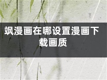 颯漫畫(huà)在哪設(shè)置漫畫(huà)下載畫(huà)質(zhì)