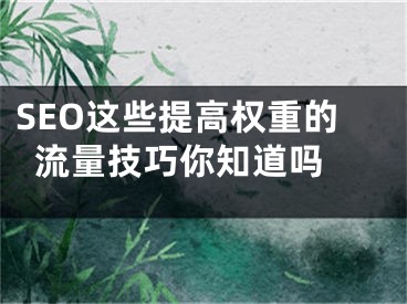 SEO這些提高權(quán)重的流量技巧你知道嗎 