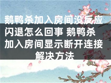 鵝鴨殺加入房間沒反應(yīng)閃退怎么回事 鵝鴨殺加入房間顯示斷開連接解決方法