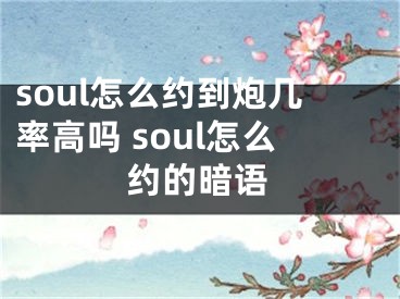 soul怎么約到炮幾率高嗎 soul怎么約的暗語