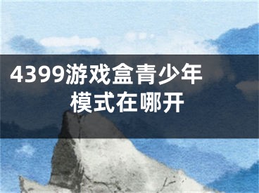 4399游戲盒青少年模式在哪開