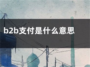 b2b支付是什么意思