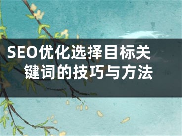 SEO優(yōu)化選擇目標(biāo)關(guān)鍵詞的技巧與方法