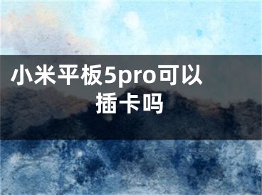 小米平板5pro可以插卡嗎