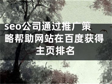 seo公司通過推廣策略幫助網(wǎng)站在百度獲得主頁排名