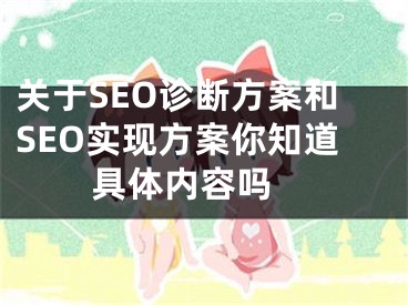 關于SEO診斷方案和SEO實現(xiàn)方案你知道具體內容嗎 