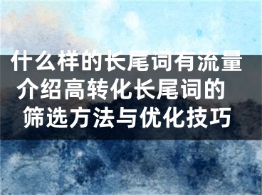 什么樣的長尾詞有流量 介紹高轉(zhuǎn)化長尾詞的篩選方法與優(yōu)化技巧