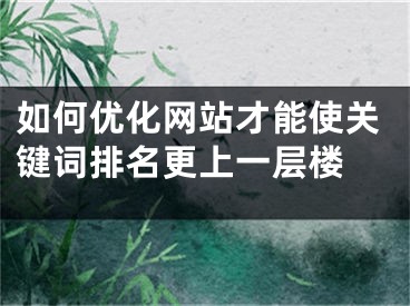 如何優(yōu)化網(wǎng)站才能使關(guān)鍵詞排名更上一層樓 