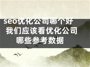 seo優(yōu)化公司哪個好 我們應該看優(yōu)化公司哪些參考數(shù)據(jù) 