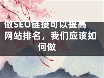 做SEO鏈接可以提高網(wǎng)站排名，我們應(yīng)該如何做 