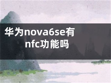 華為nova6se有nfc功能嗎