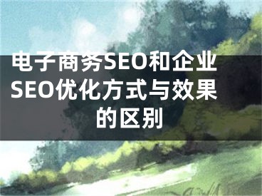 電子商務(wù)SEO和企業(yè)SEO優(yōu)化方式與效果的區(qū)別