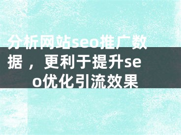 分析網(wǎng)站seo推廣數(shù)據(jù) ，更利于提升seo優(yōu)化引流效果