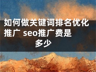 如何做關(guān)鍵詞排名優(yōu)化推廣 seo推廣費(fèi)是多少 