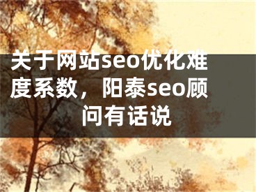 關于網(wǎng)站seo優(yōu)化難度系數(shù)，陽泰seo顧問有話說