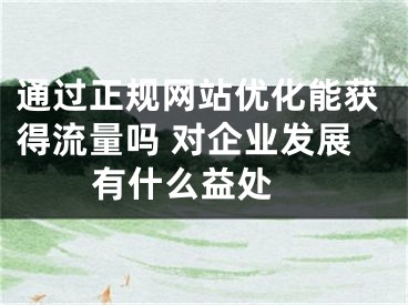 通過正規(guī)網(wǎng)站優(yōu)化能獲得流量嗎 對企業(yè)發(fā)展有什么益處 