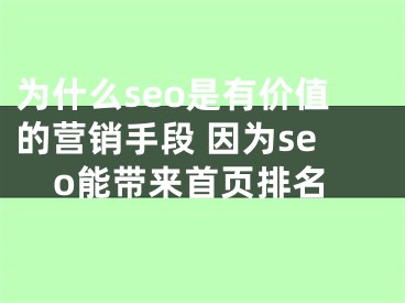 為什么seo是有價值的營銷手段 因?yàn)閟eo能帶來首頁排名