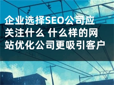 企業(yè)選擇SEO公司應(yīng)關(guān)注什么 什么樣的網(wǎng)站優(yōu)化公司更吸引客戶 