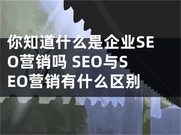 你知道什么是企業(yè)SEO營銷嗎 SEO與SEO營銷有什么區(qū)別 