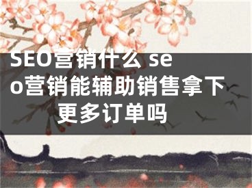 SEO營銷什么 seo營銷能輔助銷售拿下更多訂單嗎 