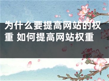 為什么要提高網(wǎng)站的權重 如何提高網(wǎng)站權重  