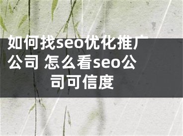 如何找seo優(yōu)化推廣公司 怎么看seo公司可信度 