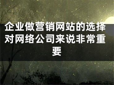 企業(yè)做營銷網(wǎng)站的選擇對(duì)網(wǎng)絡(luò)公司來說非常重要