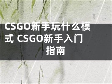 CSGO新手玩什么模式 CSGO新手入門指南