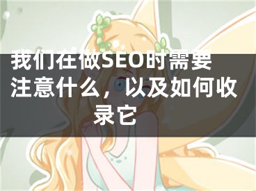 我們在做SEO時需要注意什么，以及如何收錄它 