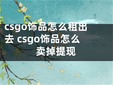 csgo飾品怎么租出去 csgo飾品怎么賣(mài)掉提現(xiàn)