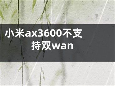 小米ax3600不支持雙wan