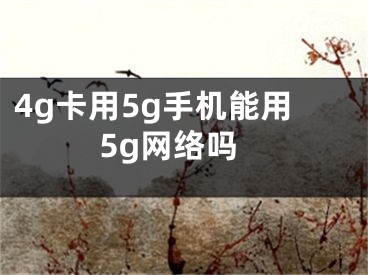 4g卡用5g手機(jī)能用5g網(wǎng)絡(luò)嗎