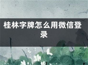 桂林字牌怎么用微信登錄