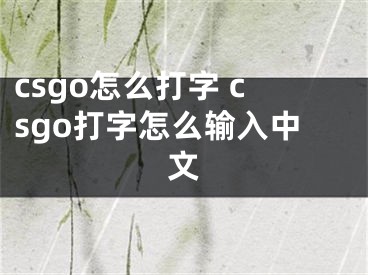 csgo怎么打字 csgo打字怎么輸入中文